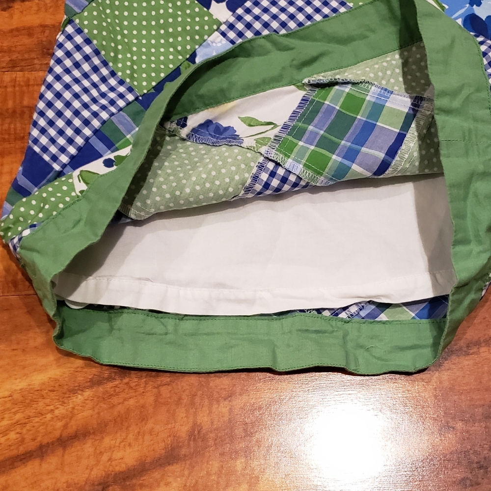 Janie and Jack EUC 6-12 months blue and green patchwork floral shift dress - Picture 4 of 6
